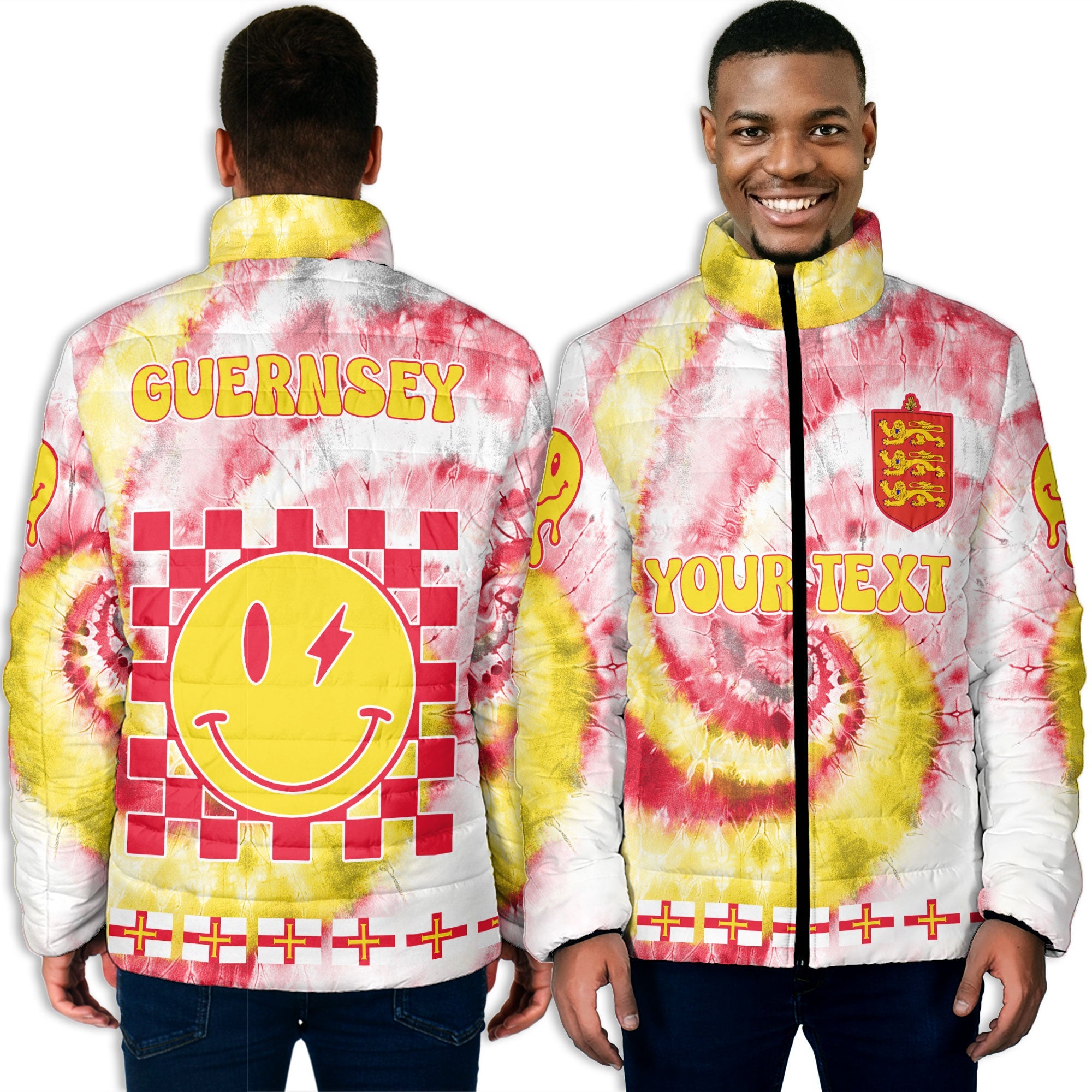 Guernsey Men Padded Jacket Custom Tie Dye Style 3