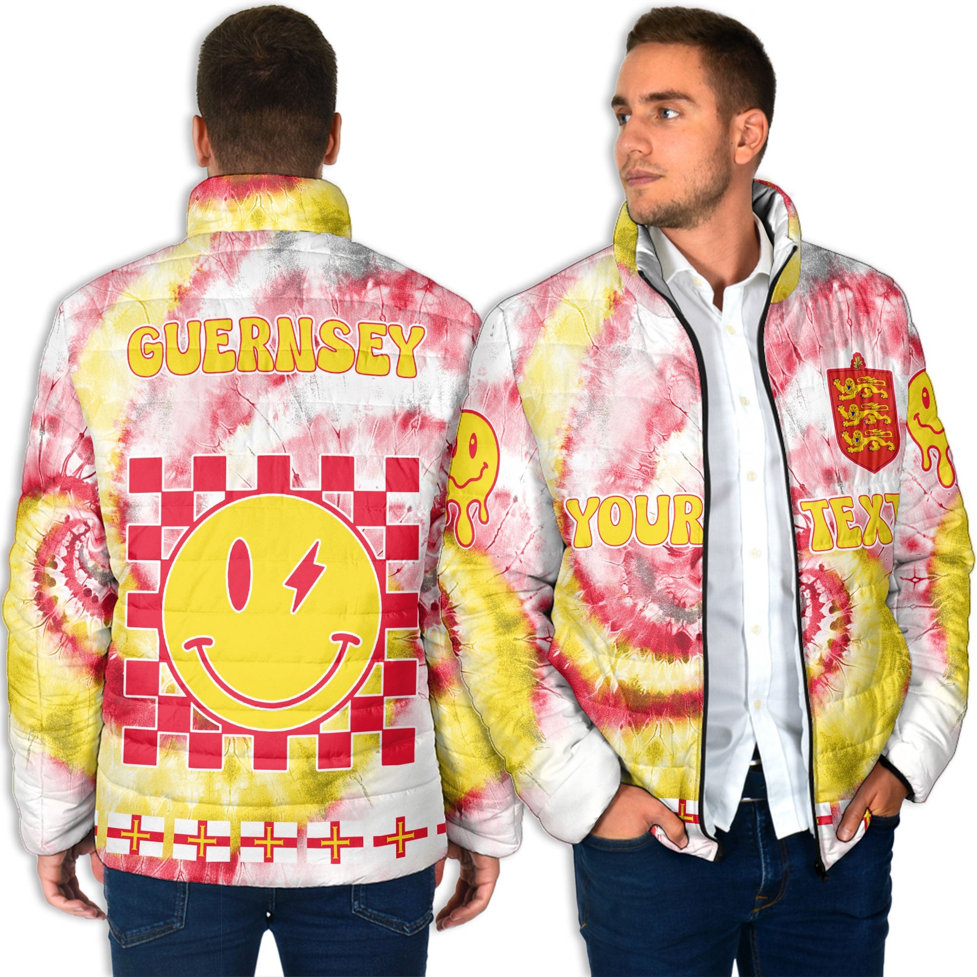 Guernsey Men Padded Jacket Custom Tie Dye Style 4