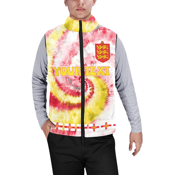 Guernsey Men Padded Jacket Vest Custom Tie Dye Style 1