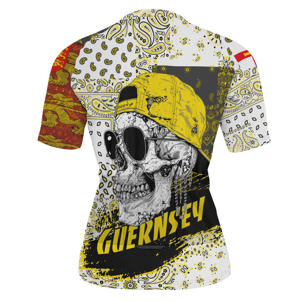 Guernsey Men Cycling Jersey Paisley Flag And Skull Style 3