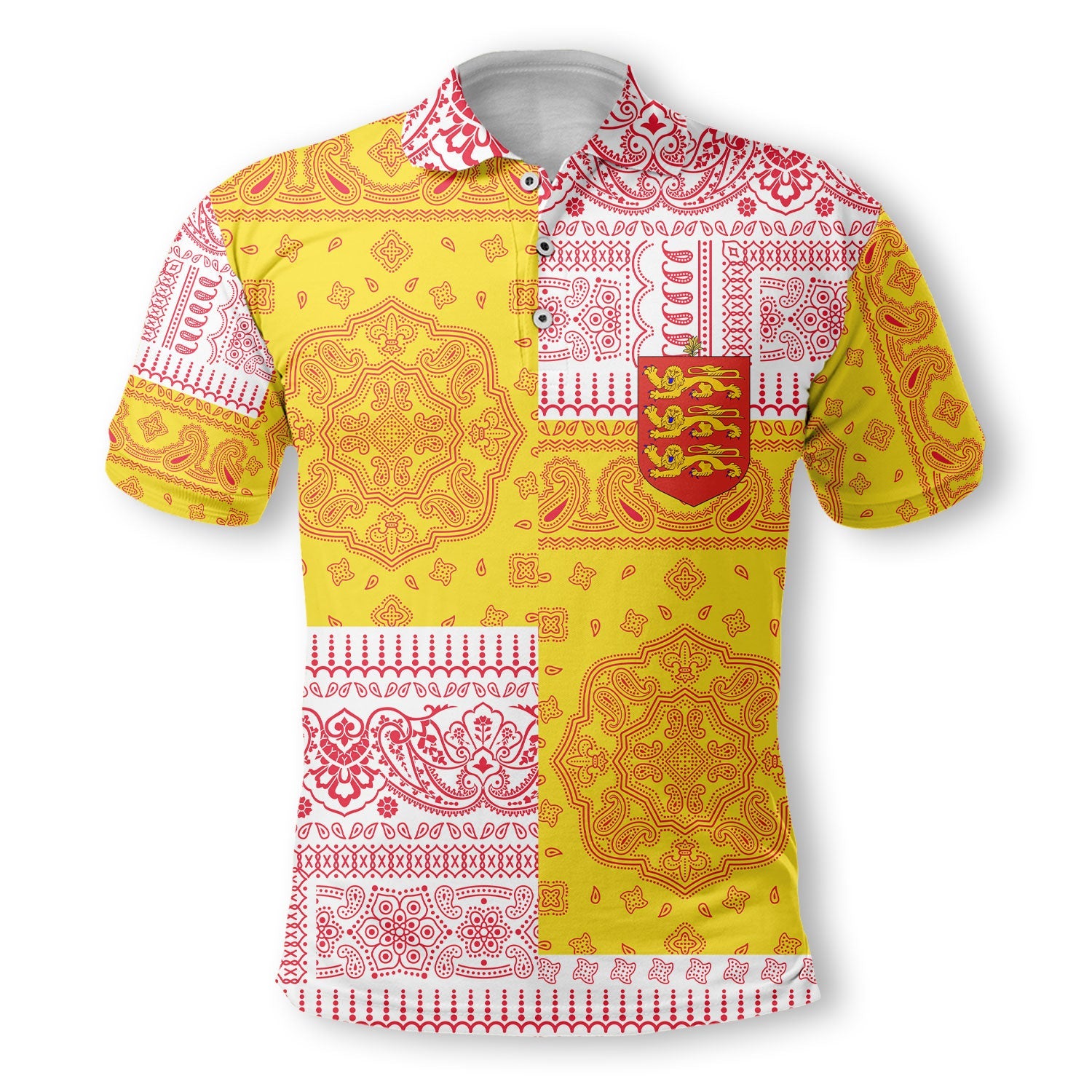 Guernsey Polo Shirt Flag And Paisley Basic Style 2