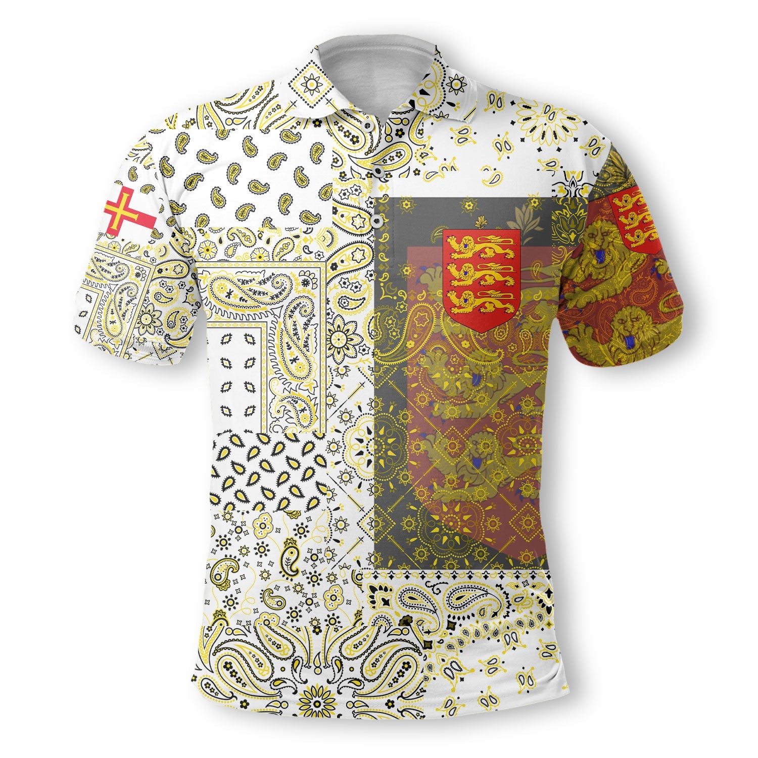 Guernsey Polo Shirt Paisley Flag And Skull Style 2