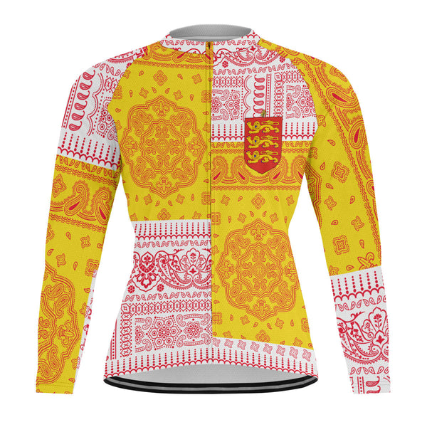 Guernsey Raglan Men Cycling Jersey Long Sleeve Flag And Paisley Basic Style 1