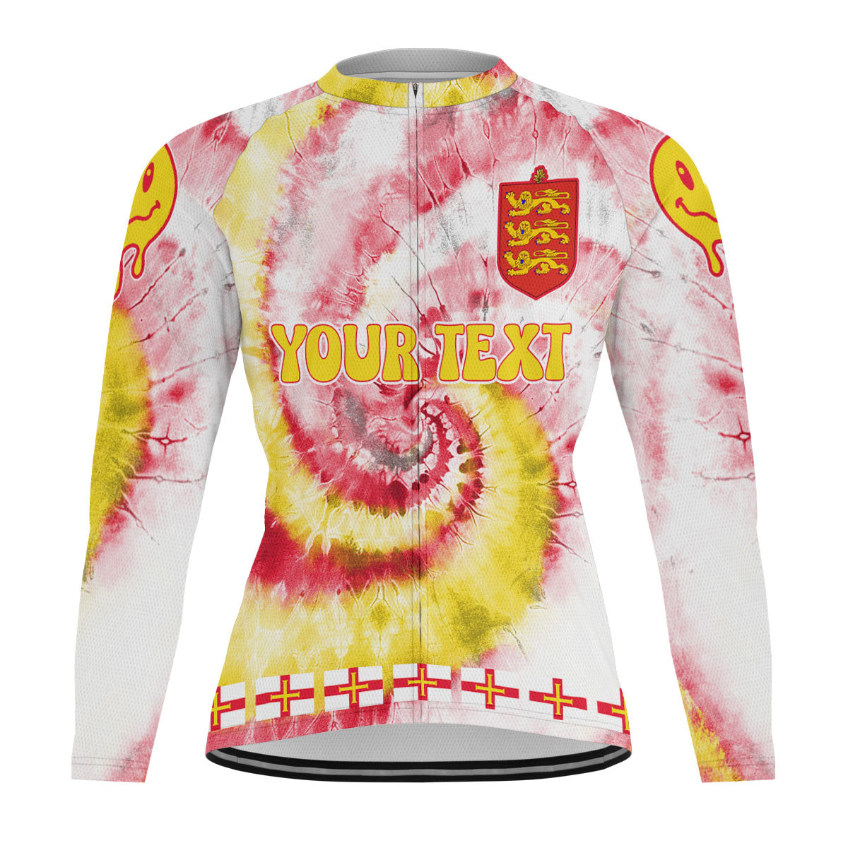 Guernsey Raglan Men Cycling Jersey Long Sleeve Custom Tie Dye Style 2