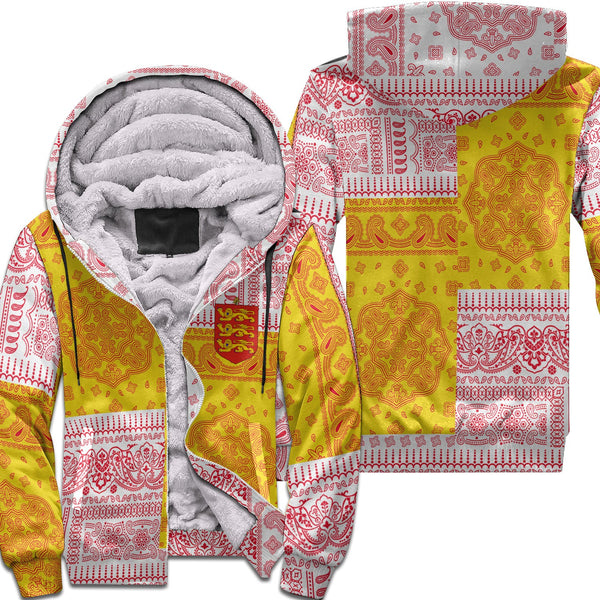 Guernsey Sherpa Hoodie Flag And Paisley Basic Style 1