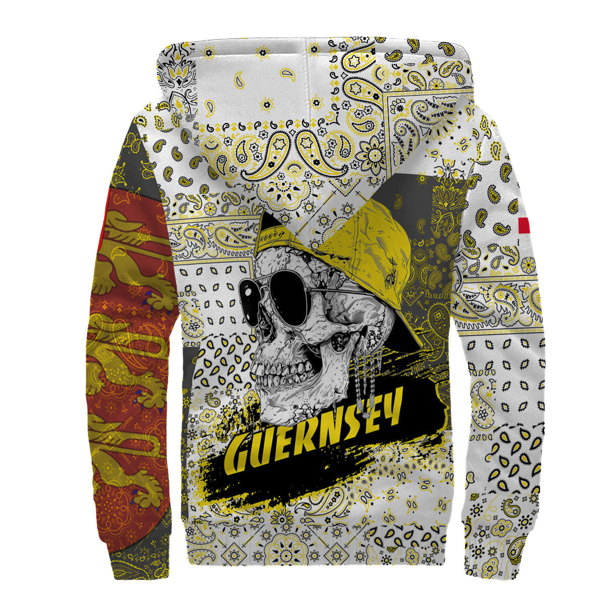 Guernsey Sherpa Hoodie Paisley Flag And Skull Style 2