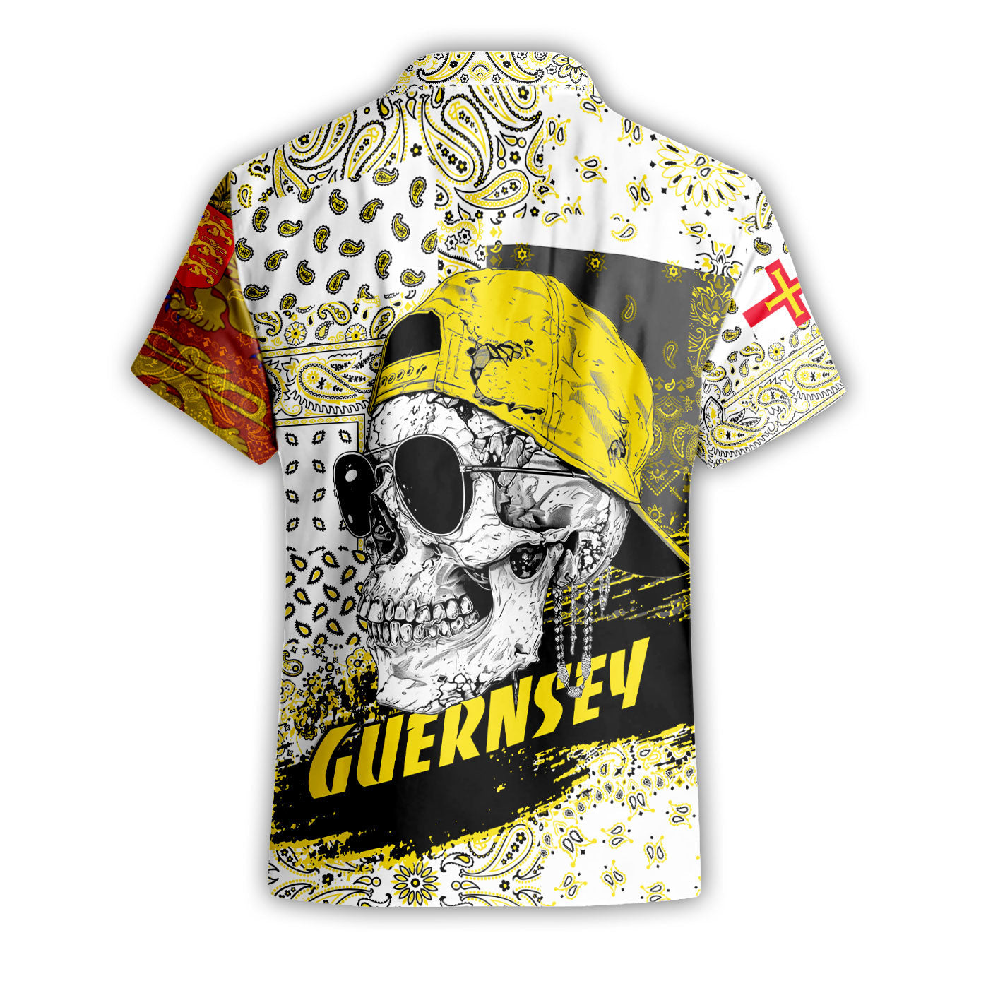 Guernsey Short Sleeve Shirt Paisley Flag And Skull Style 2