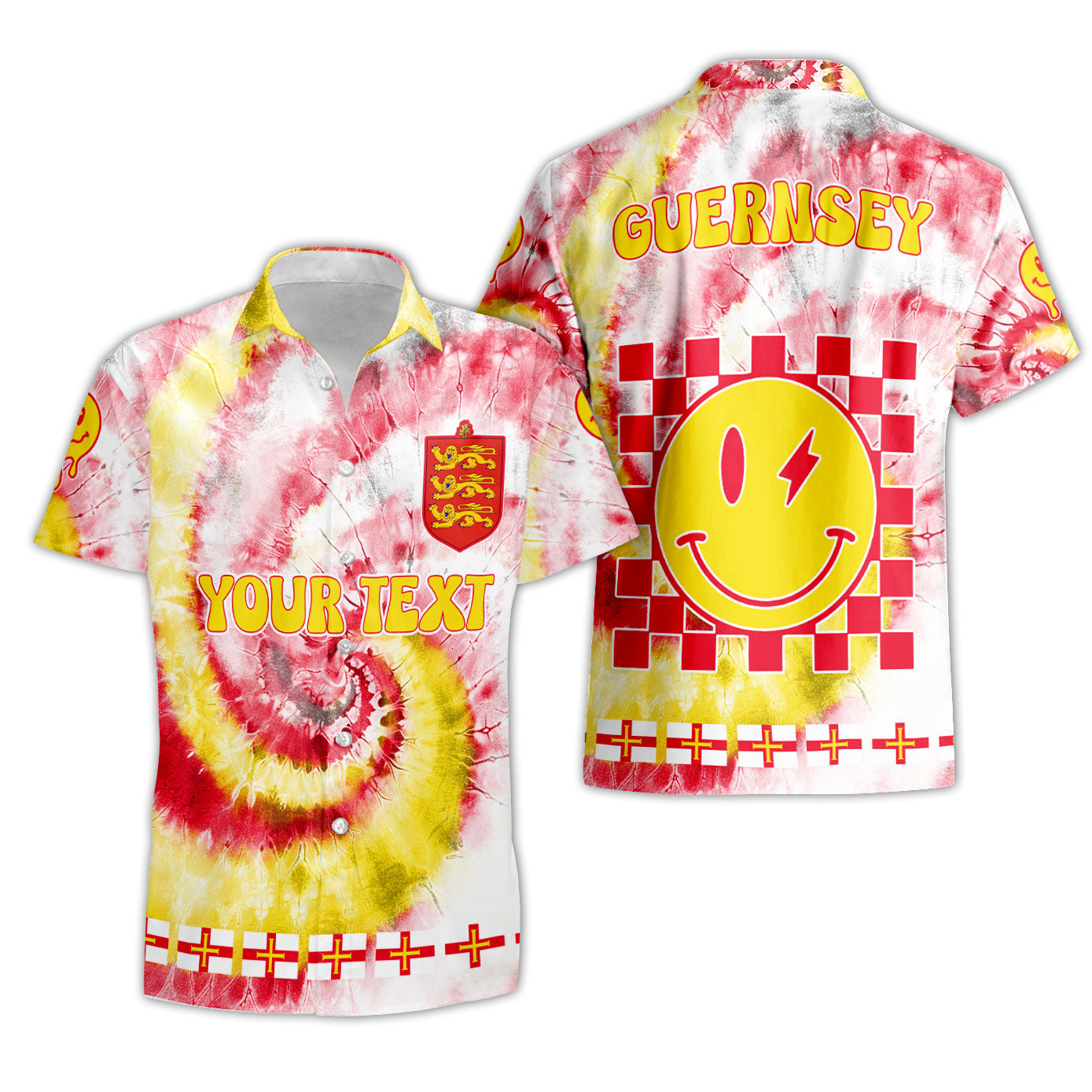 Guernsey Short Sleeve Shirt Custom Tie Dye Style 3