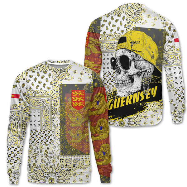 Guernsey Sweatshirt Paisley Flag And Skull Style 1