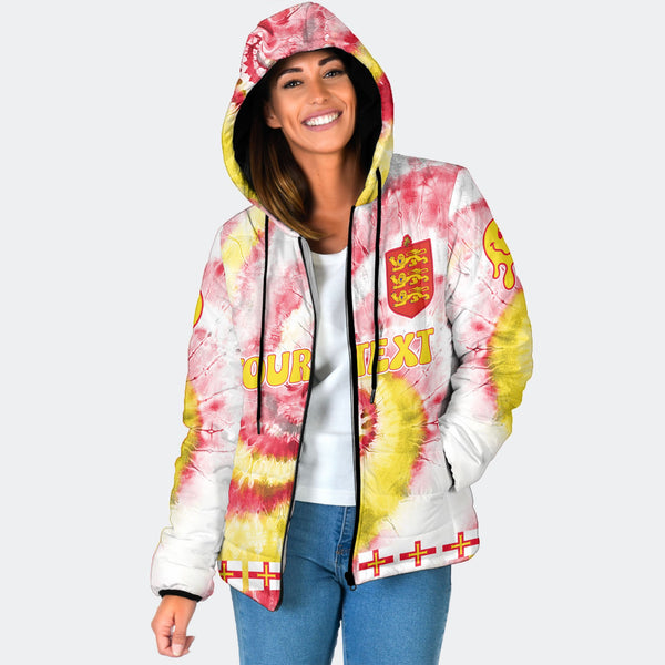 Guernsey Women Hooded Padded Jacket Custom Tie Dye Style 1