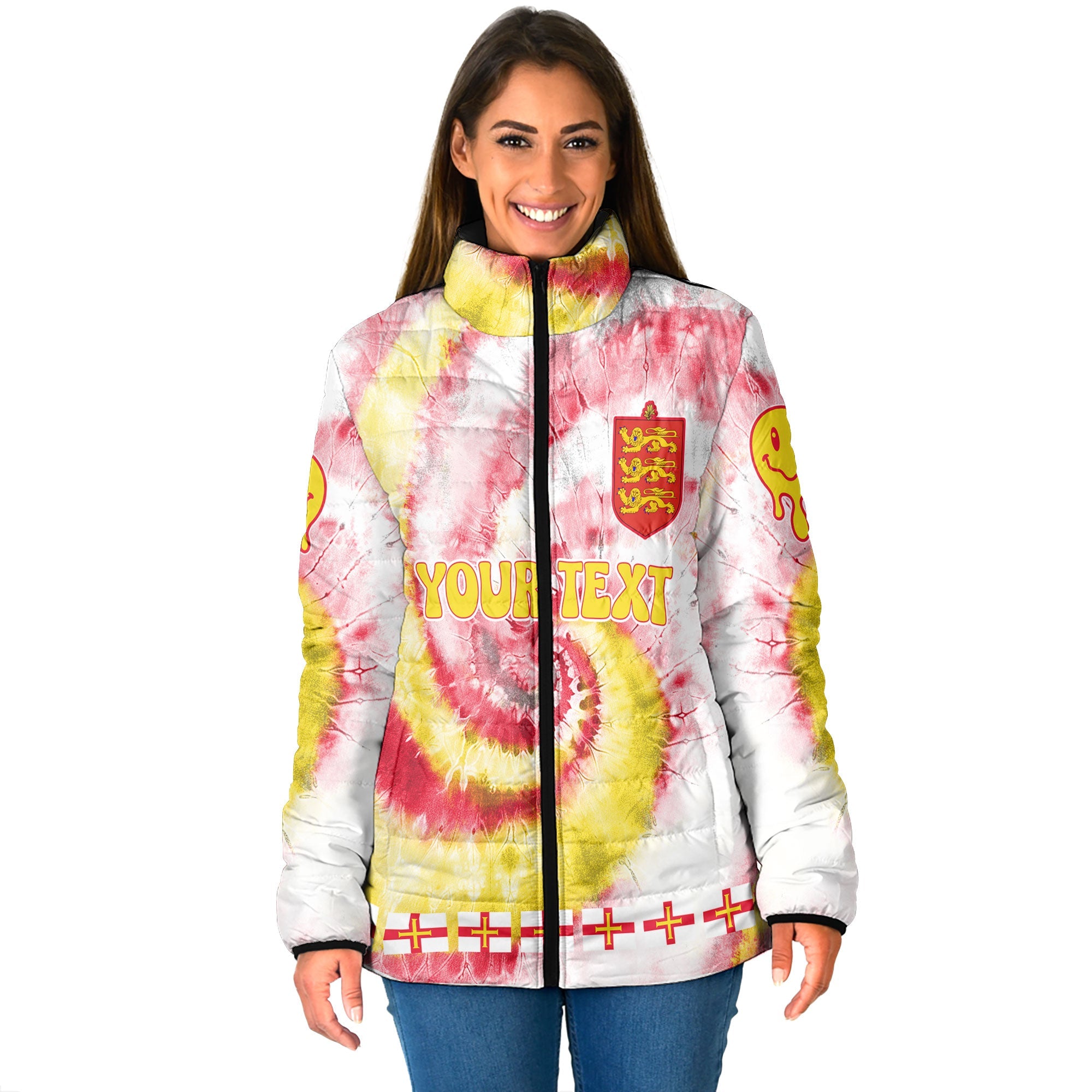 Guernsey Women Padded Jacket Custom Tie Dye Style 1