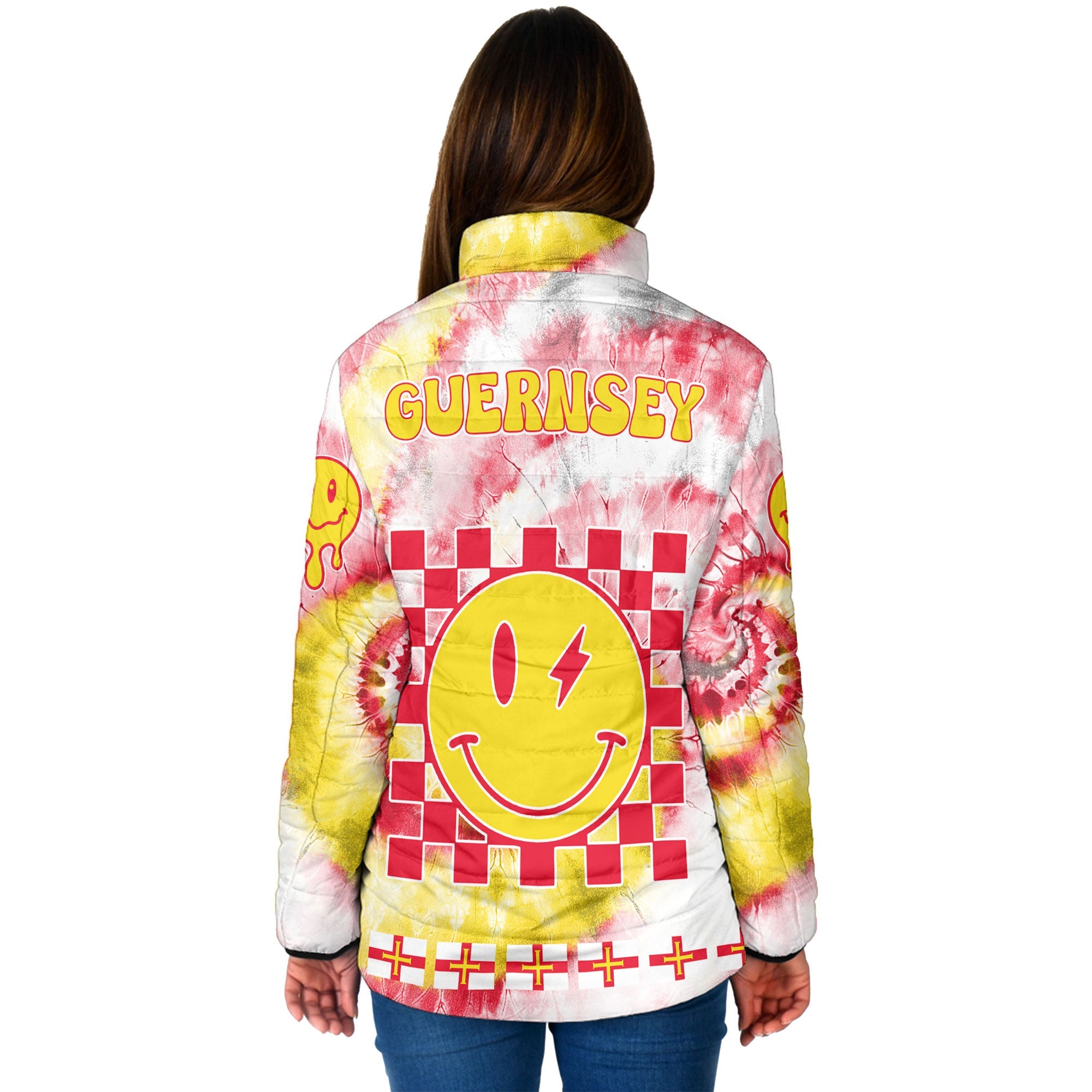 Guernsey Women Padded Jacket Custom Tie Dye Style 2