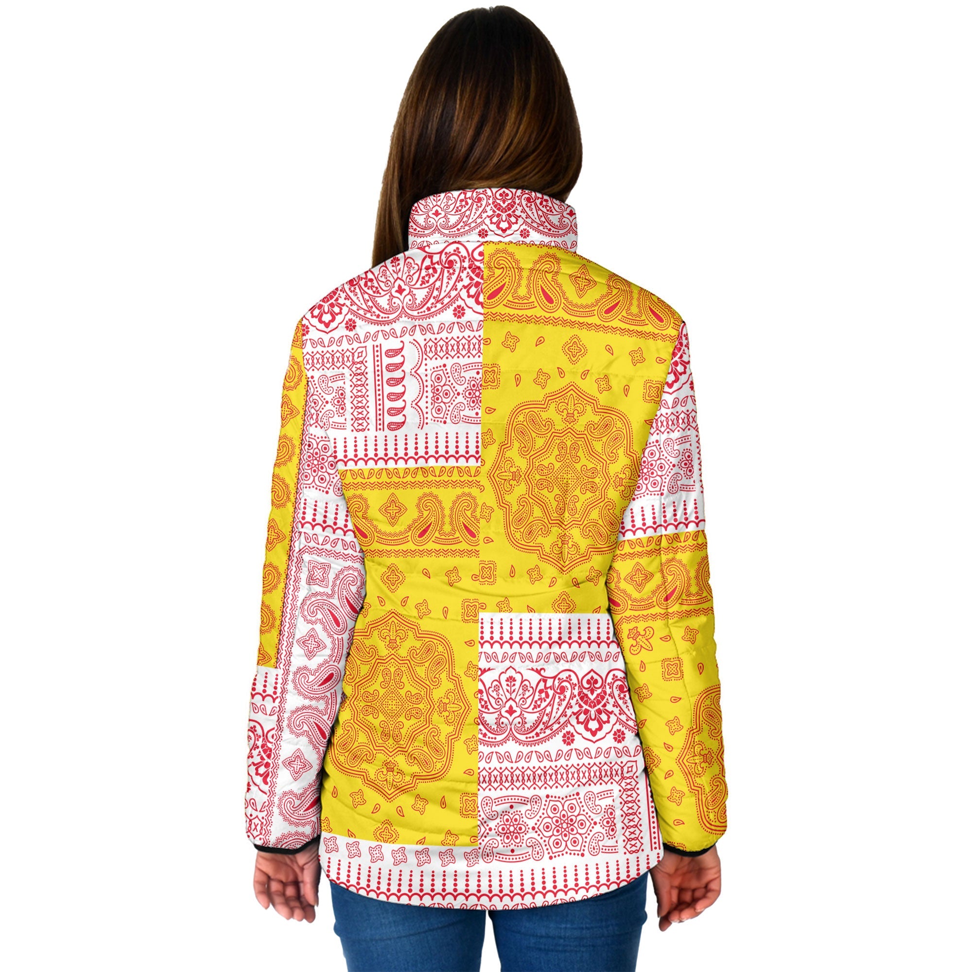 Guernsey Women Padded Jacket Flag And Paisley Basic Style 2