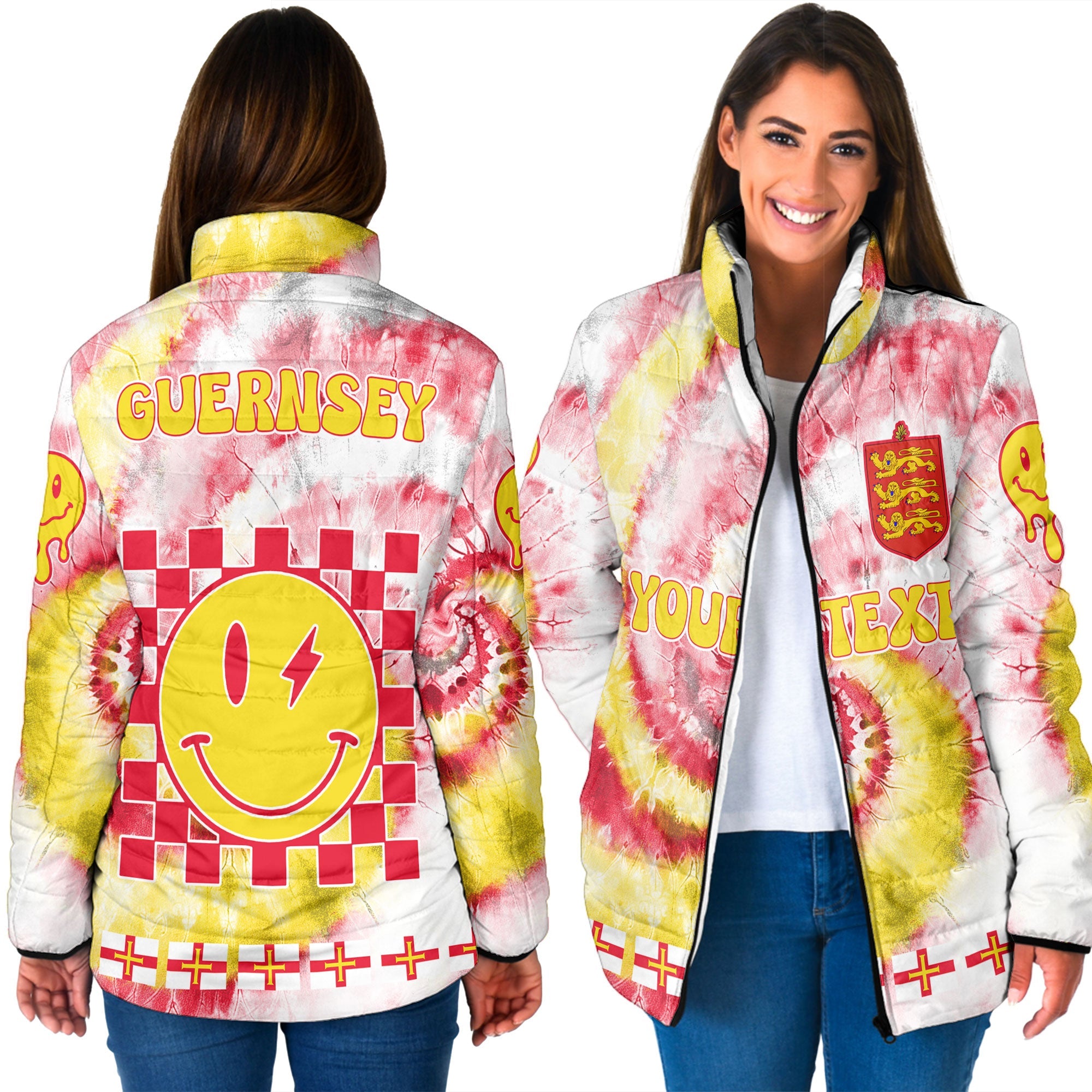 Guernsey Women Padded Jacket Custom Tie Dye Style 3