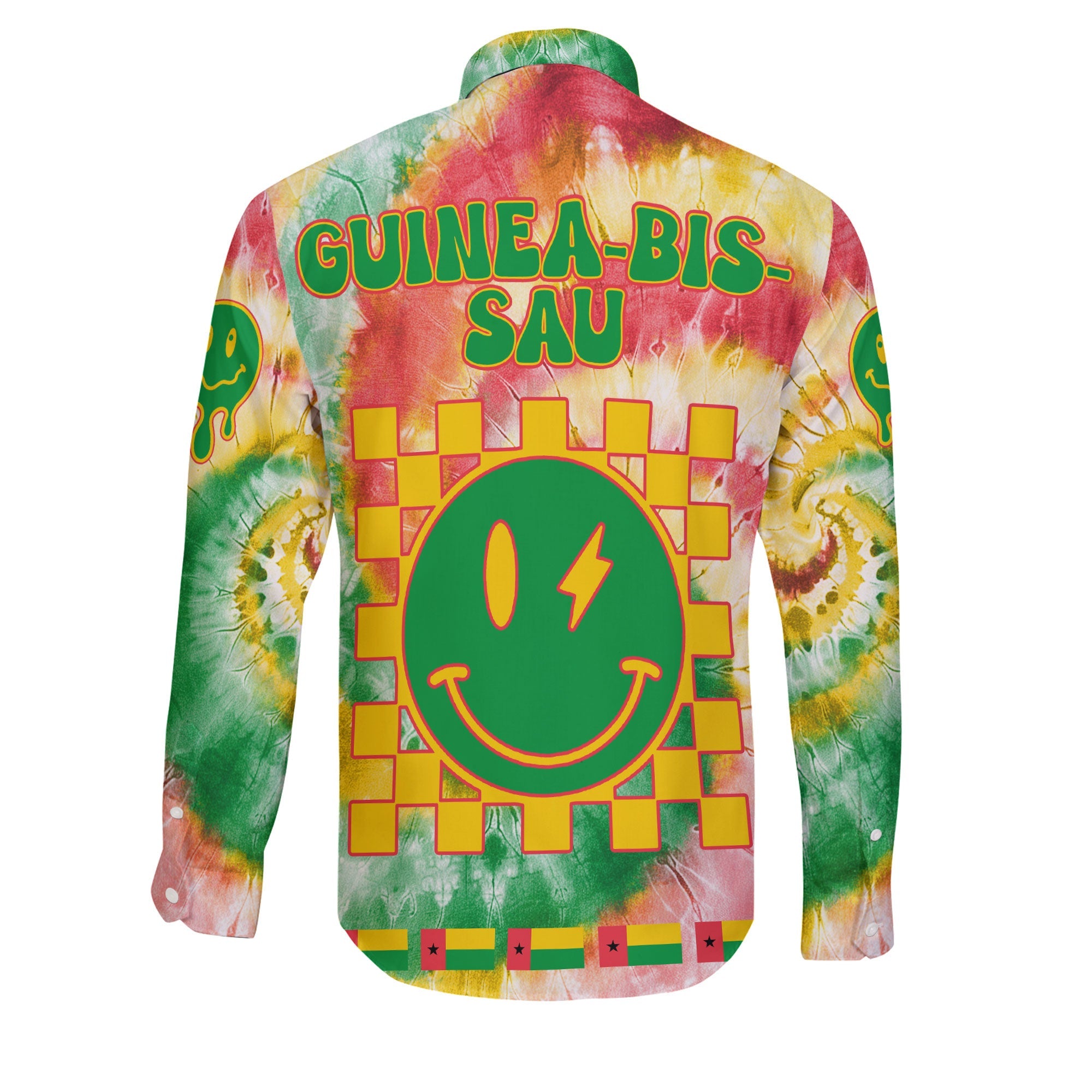 Guinea Bissau Long Sleeve Button Shirt Custom Tie Dye Style 2