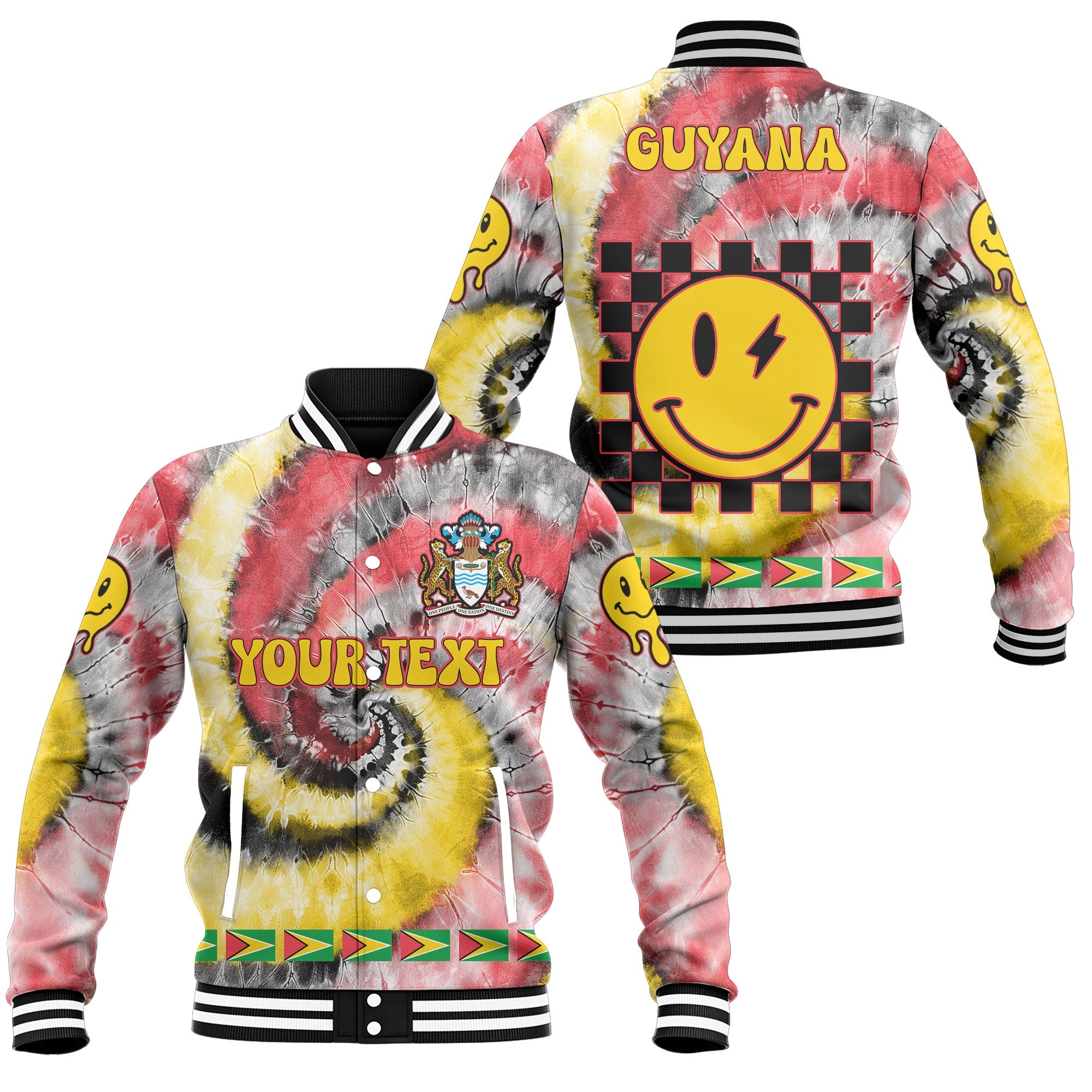 Guyana Baseball Jacket Custom Tie Dye Style 1