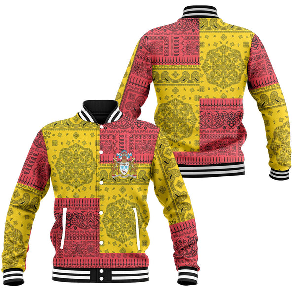 Guyana Baseball Jacket Flag And Paisley Basic Style 1