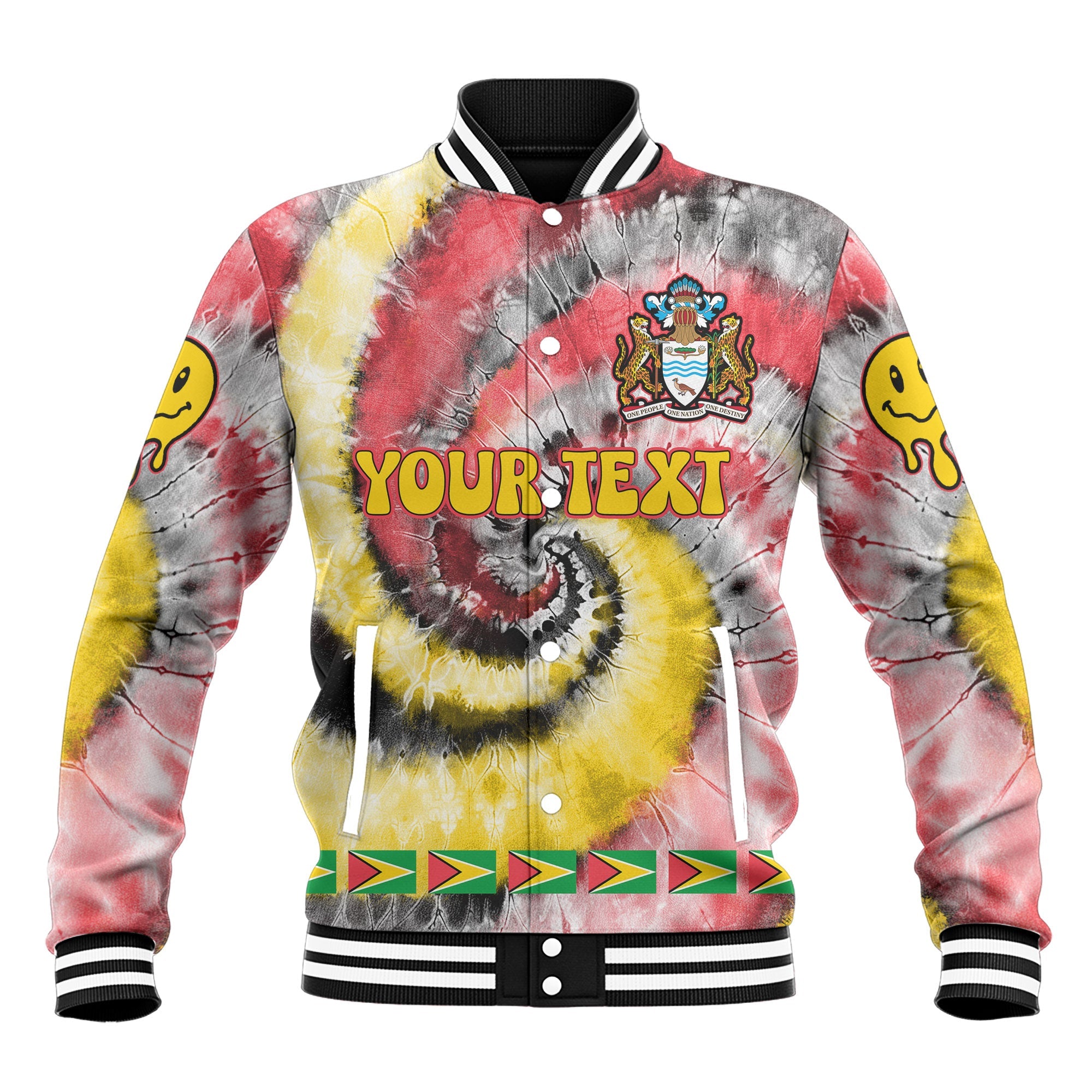 Guyana Baseball Jacket Custom Tie Dye Style 2