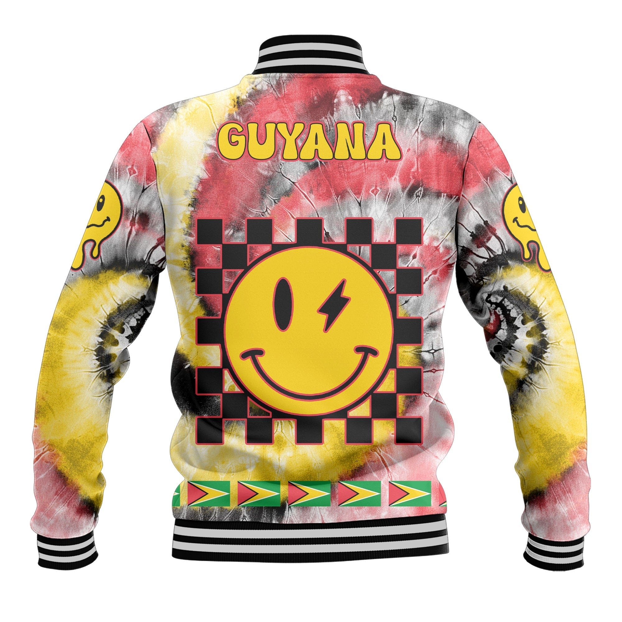 Guyana Baseball Jacket Custom Tie Dye Style 3