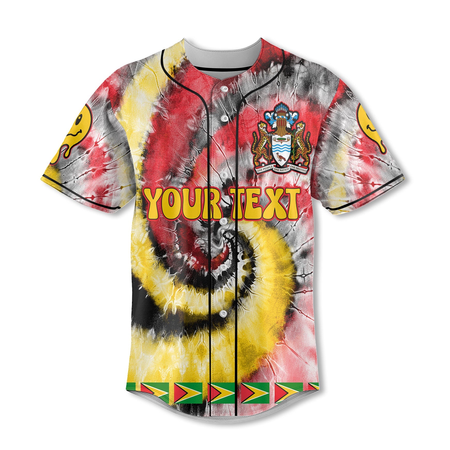 Guyana Baseball Jersey Custom Tie Dye Style 2