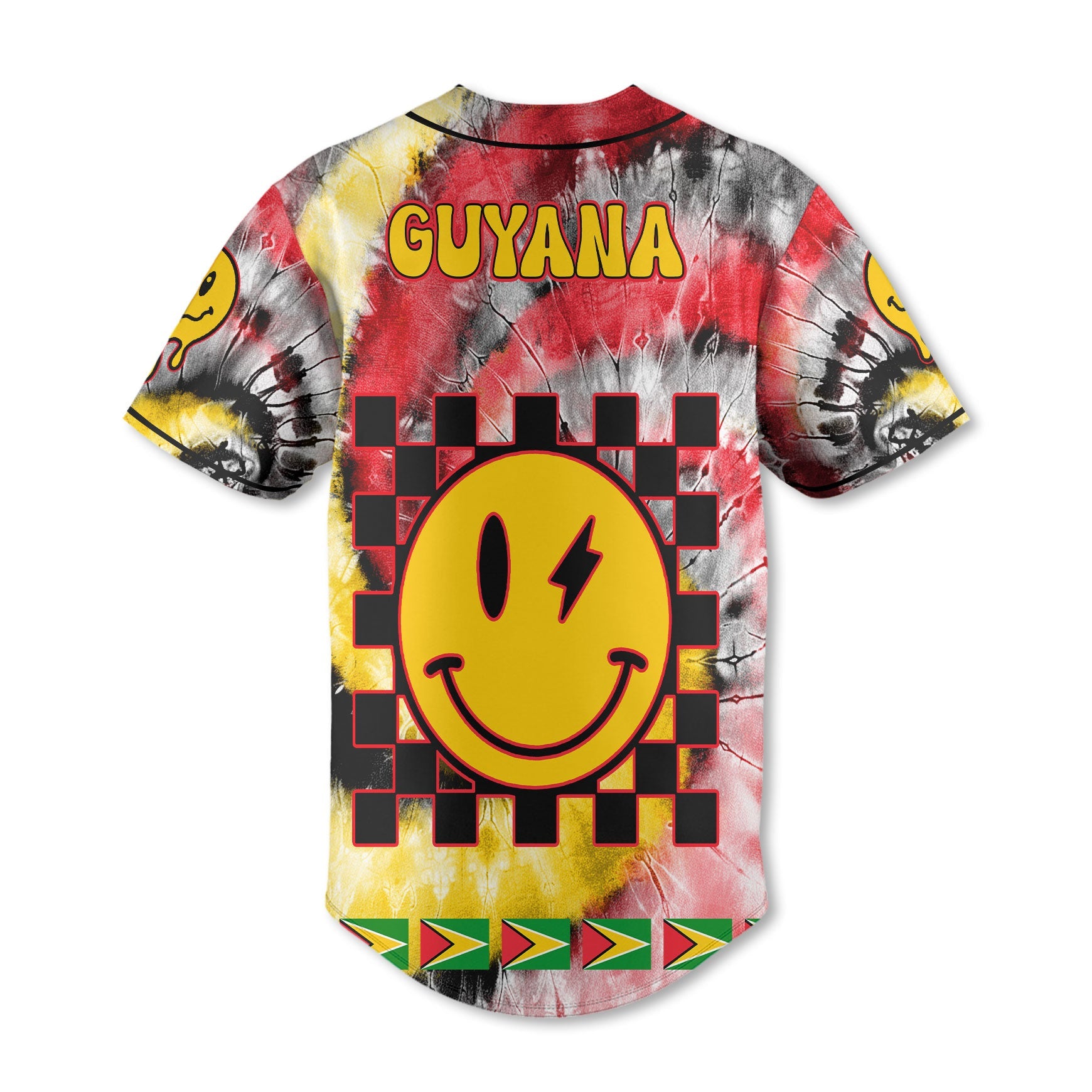 Guyana Baseball Jersey Custom Tie Dye Style 3