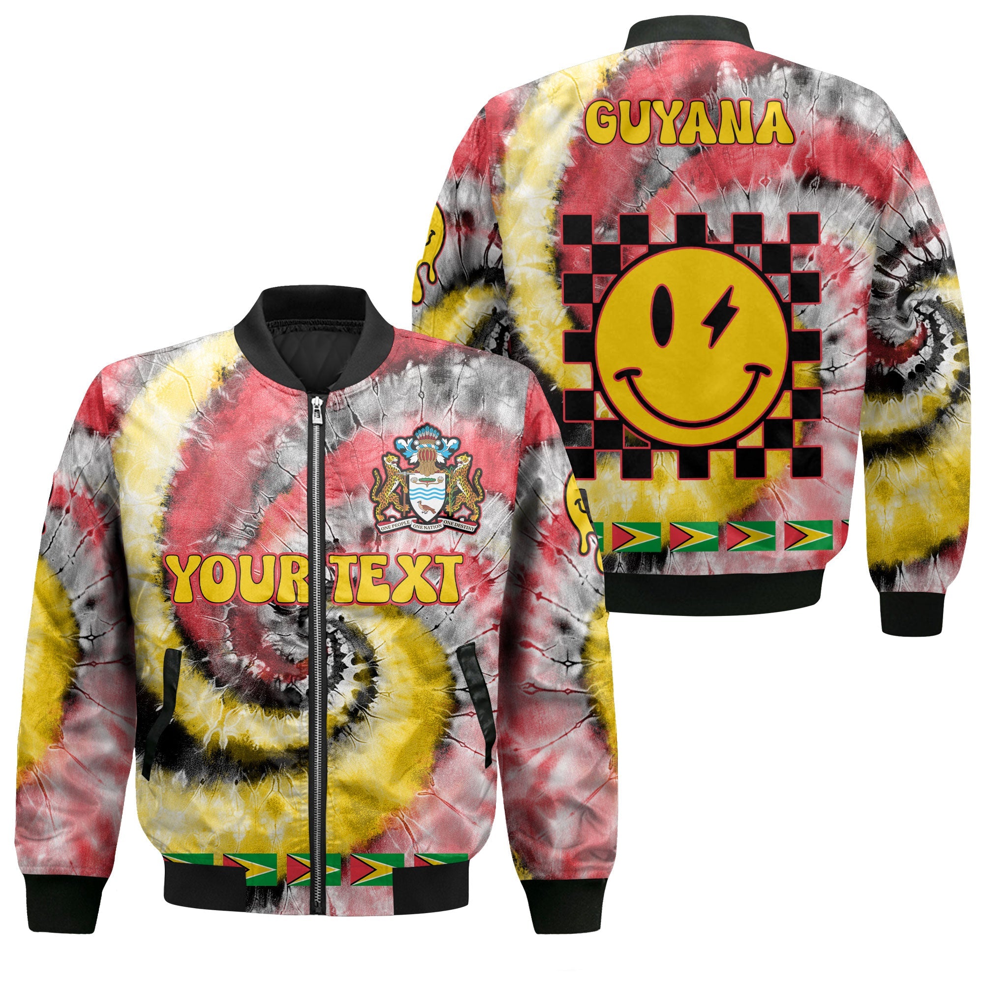 Guyana Bomber Jacket Custom Tie Dye Style 1