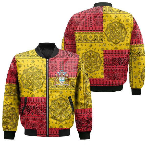 Guyana Bomber Jacket Flag And Paisley Basic Style 1