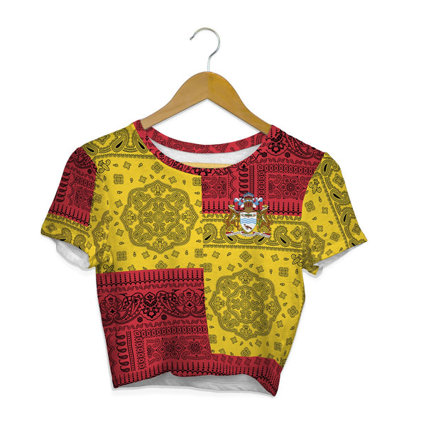 Guyana Croptop T Shirt Flag And Paisley Basic Style 1