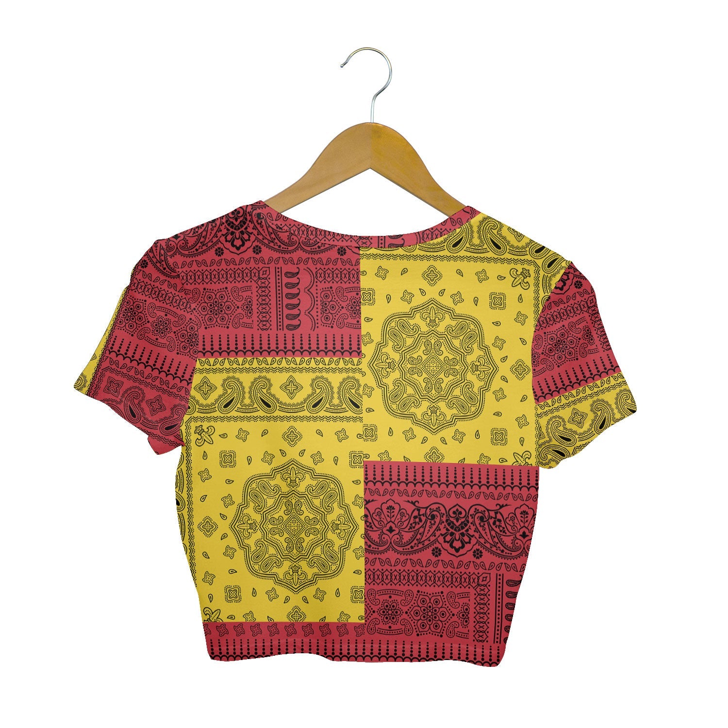 Guyana Croptop T Shirt Flag And Paisley Basic Style 2