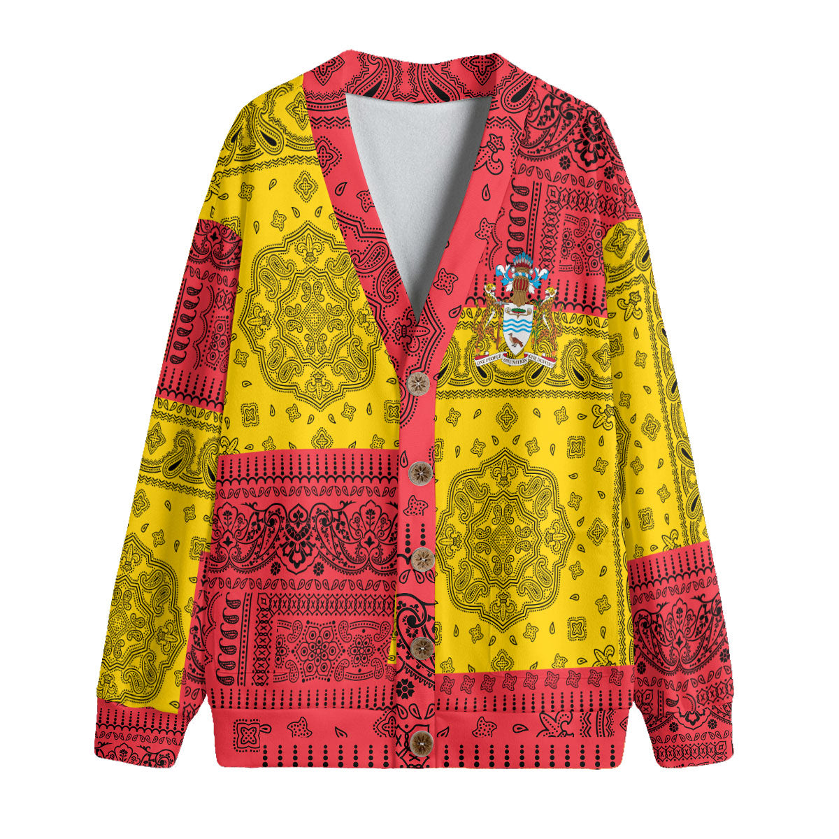 Guyana Fleece Cardigan Flag And Paisley Basic Style 1