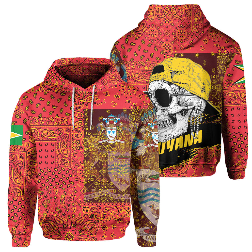 Guyana Hoodie Paisley Flag And Skull Style 1