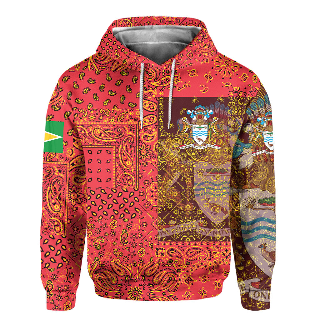 Guyana Hoodie Paisley Flag And Skull Style 2