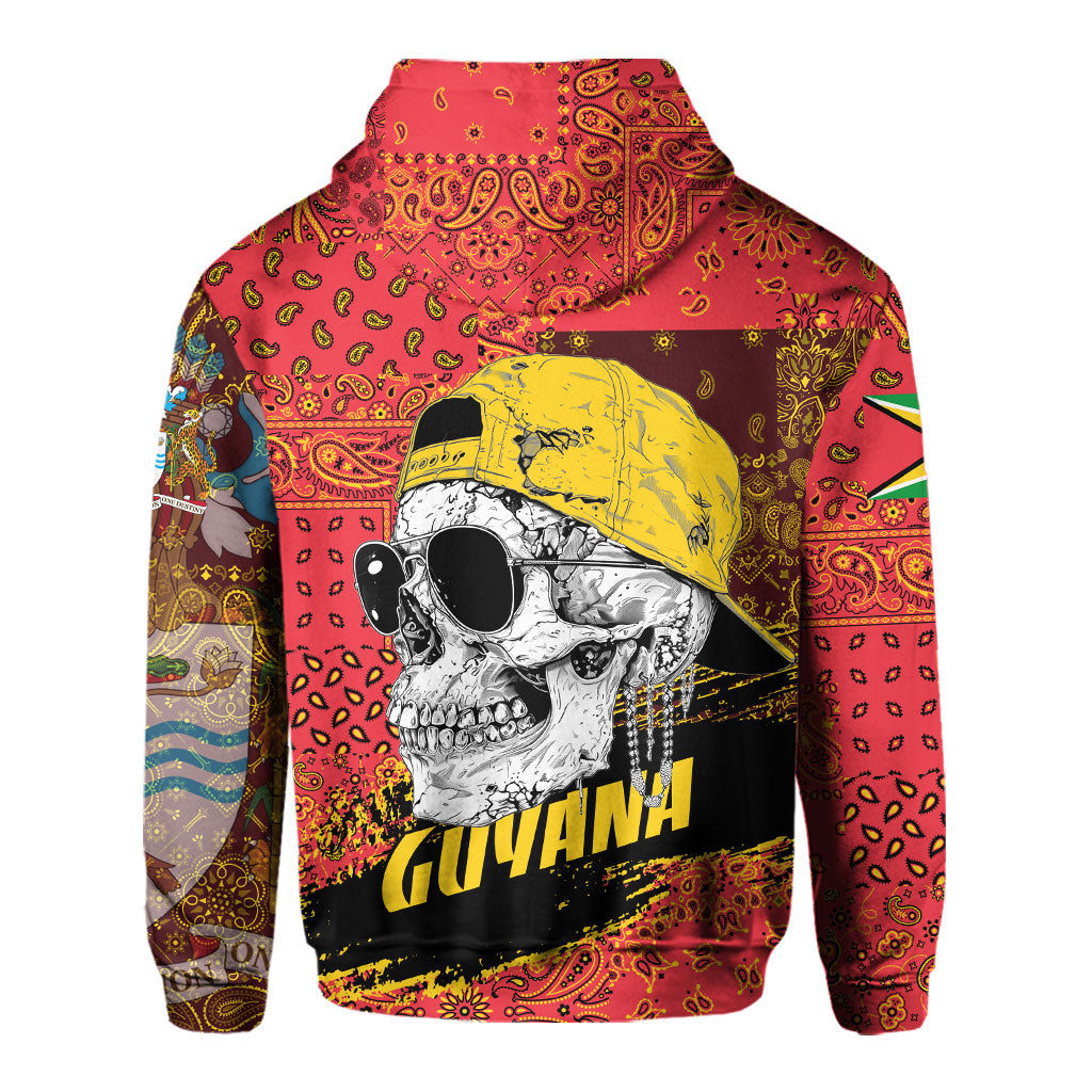 Guyana Hoodie Paisley Flag And Skull Style 3