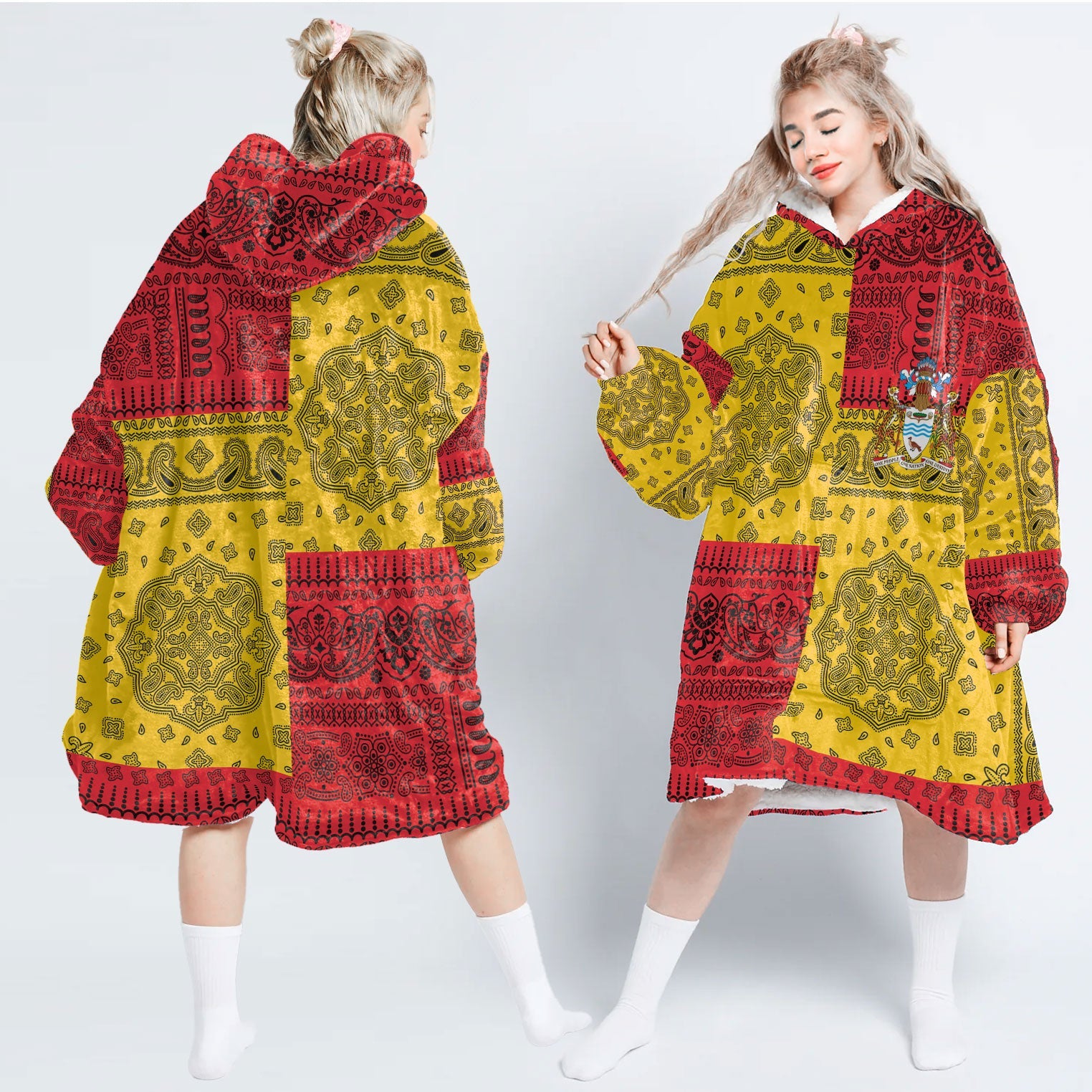 Guyana Hoodie Blanket Flag And Paisley Basic Style 1