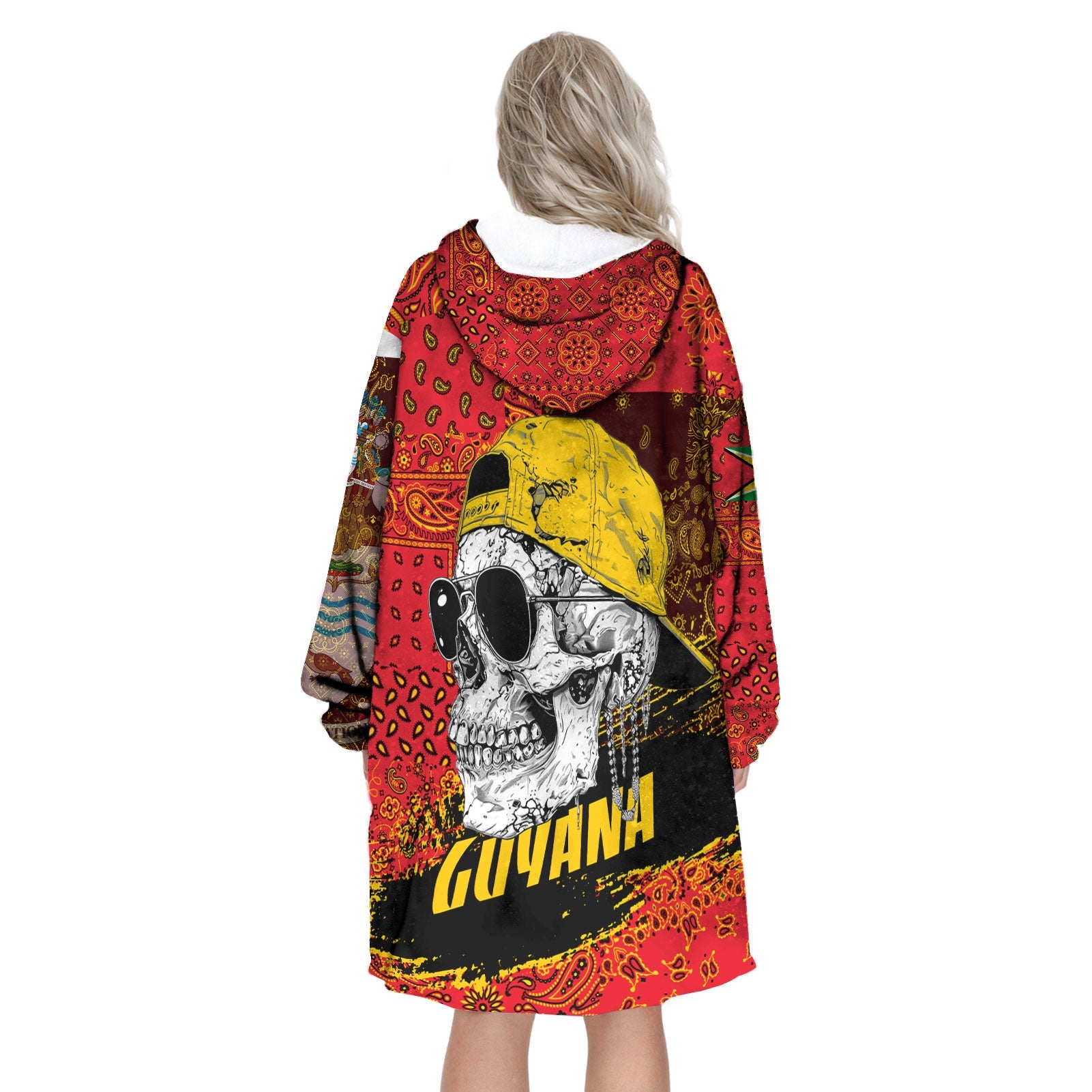 Guyana Hoodie Blanket Paisley Flag And Skull Style 3