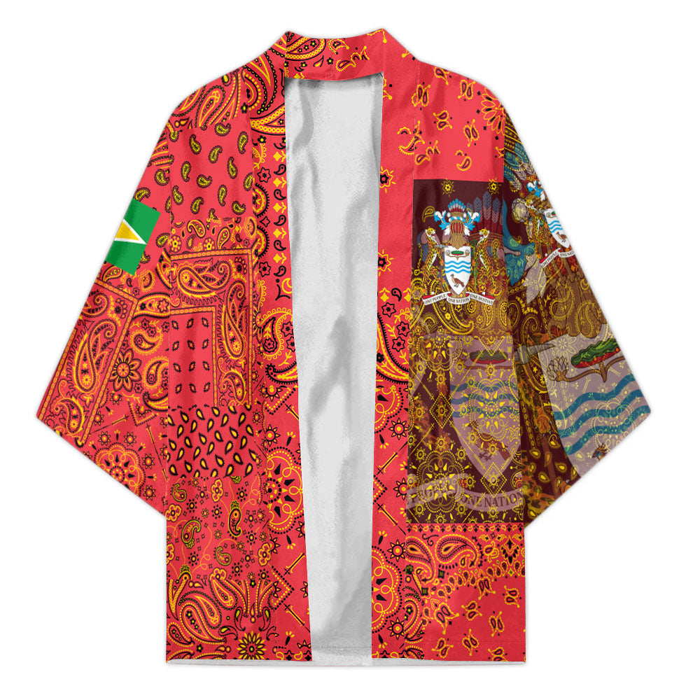 Guyana Kimono Paisley Flag And Skull Style 1