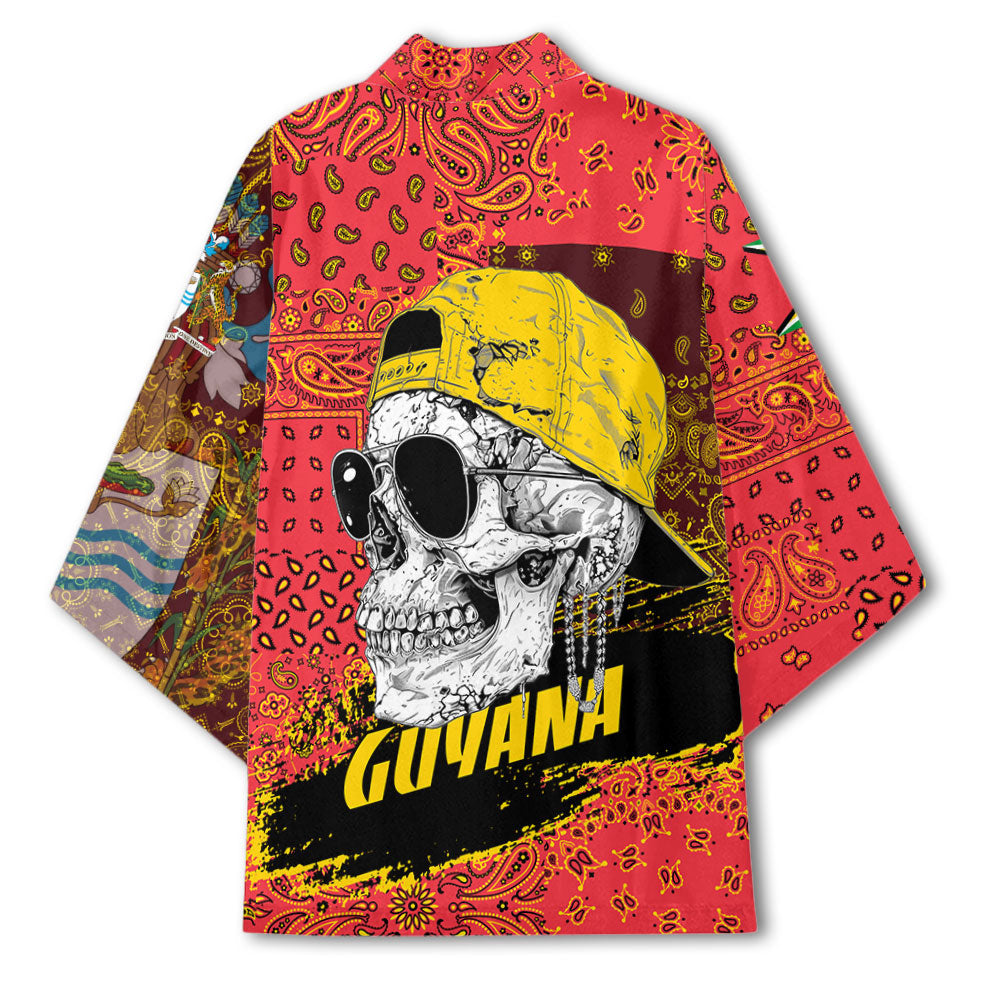 Guyana Kimono Paisley Flag And Skull Style 3