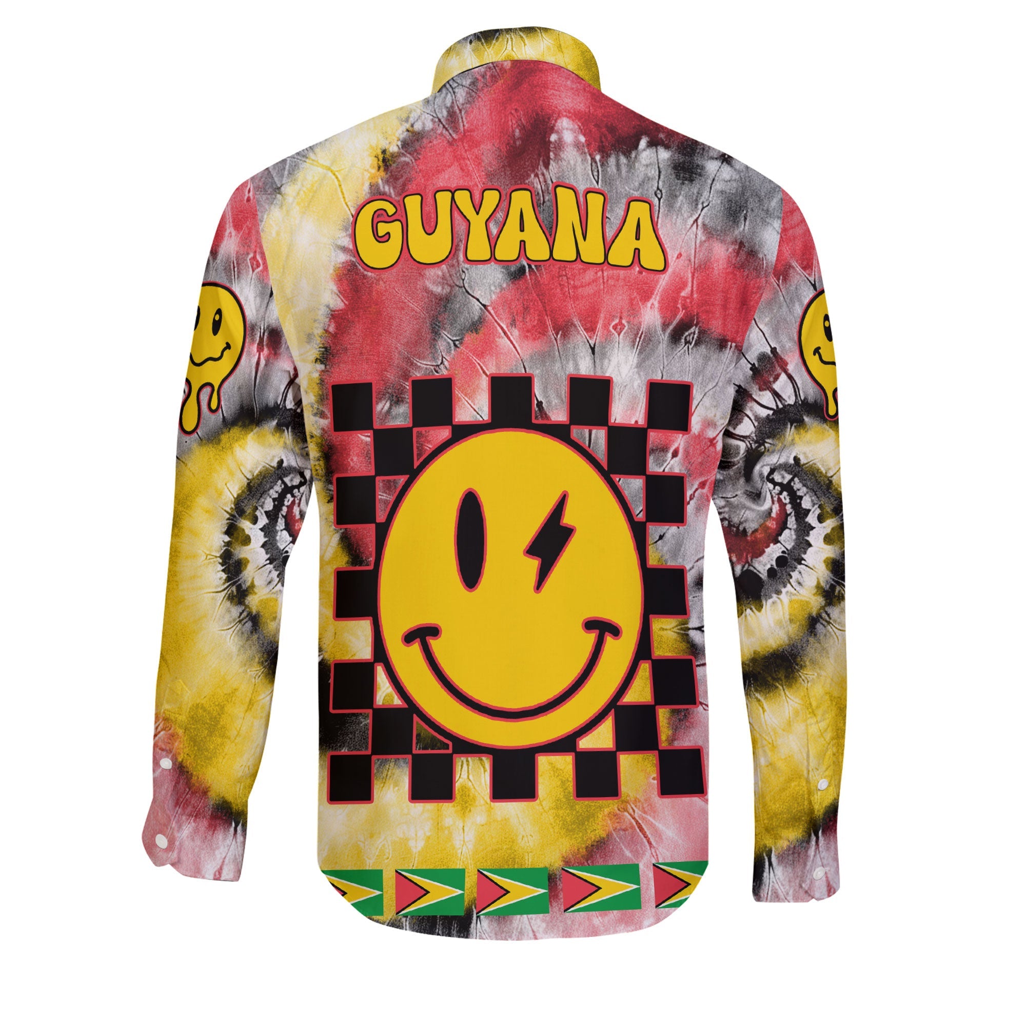 Guyana Long Sleeve Button Shirt Custom Tie Dye Style 2