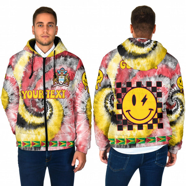 Guyana Men Hooded Padded Jacket Custom Tie Dye Style 1