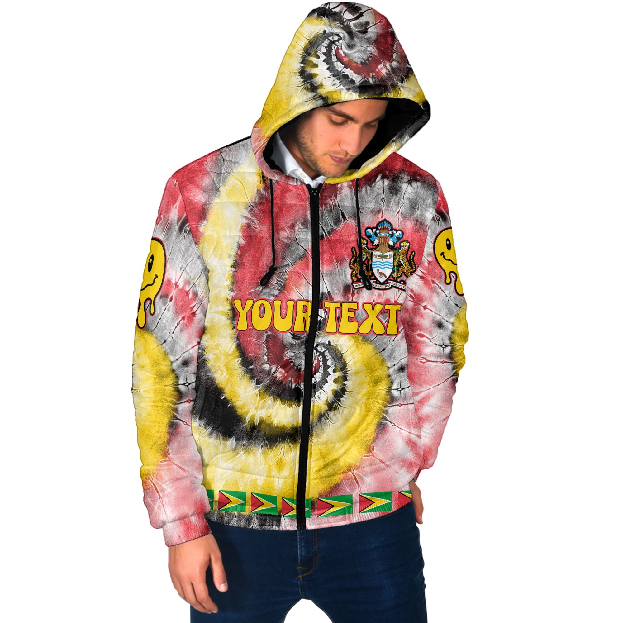 Guyana Men Hooded Padded Jacket Custom Tie Dye Style 2