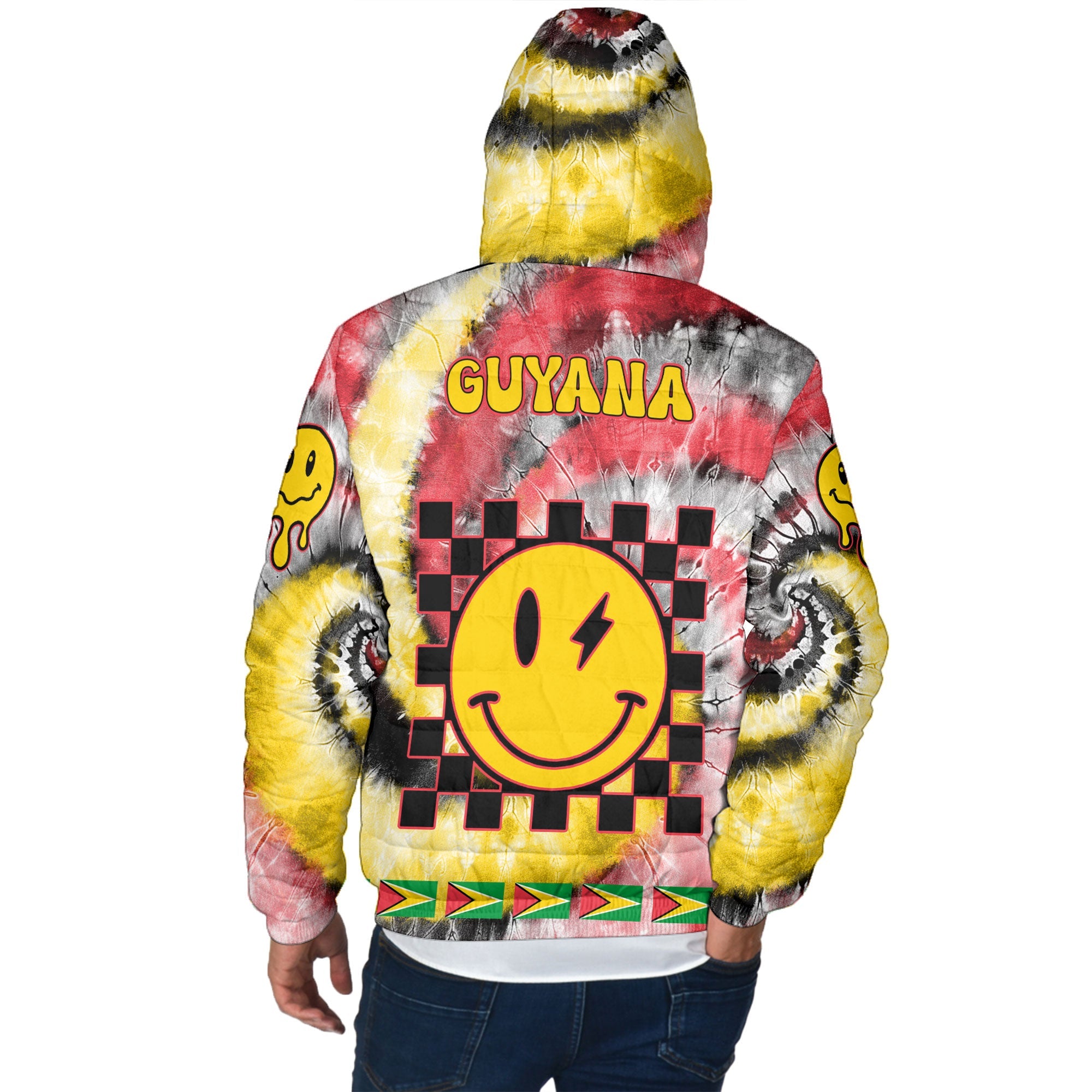 Guyana Men Hooded Padded Jacket Custom Tie Dye Style 3