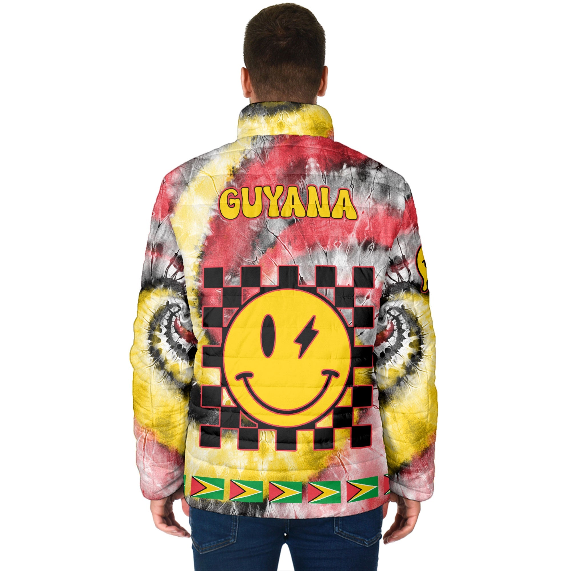 Guyana Men Padded Jacket Custom Tie Dye Style 2