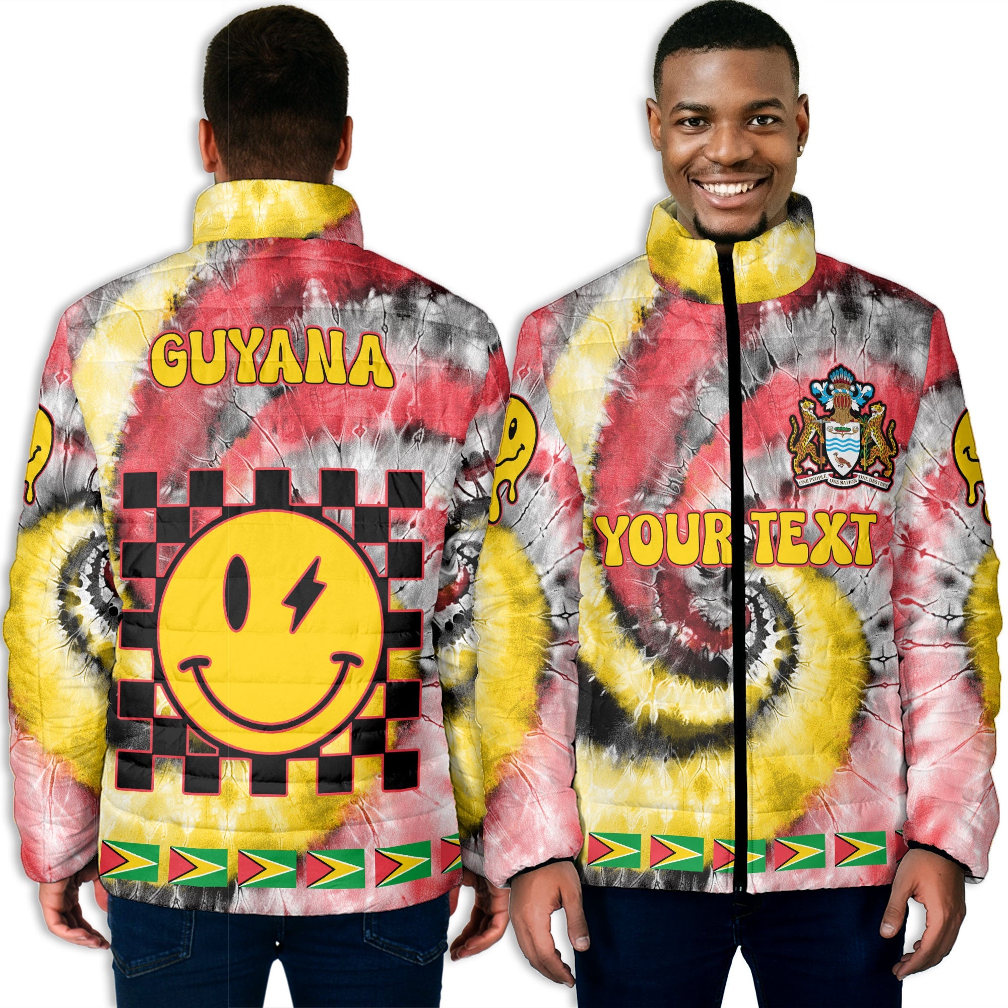 Guyana Men Padded Jacket Custom Tie Dye Style 3