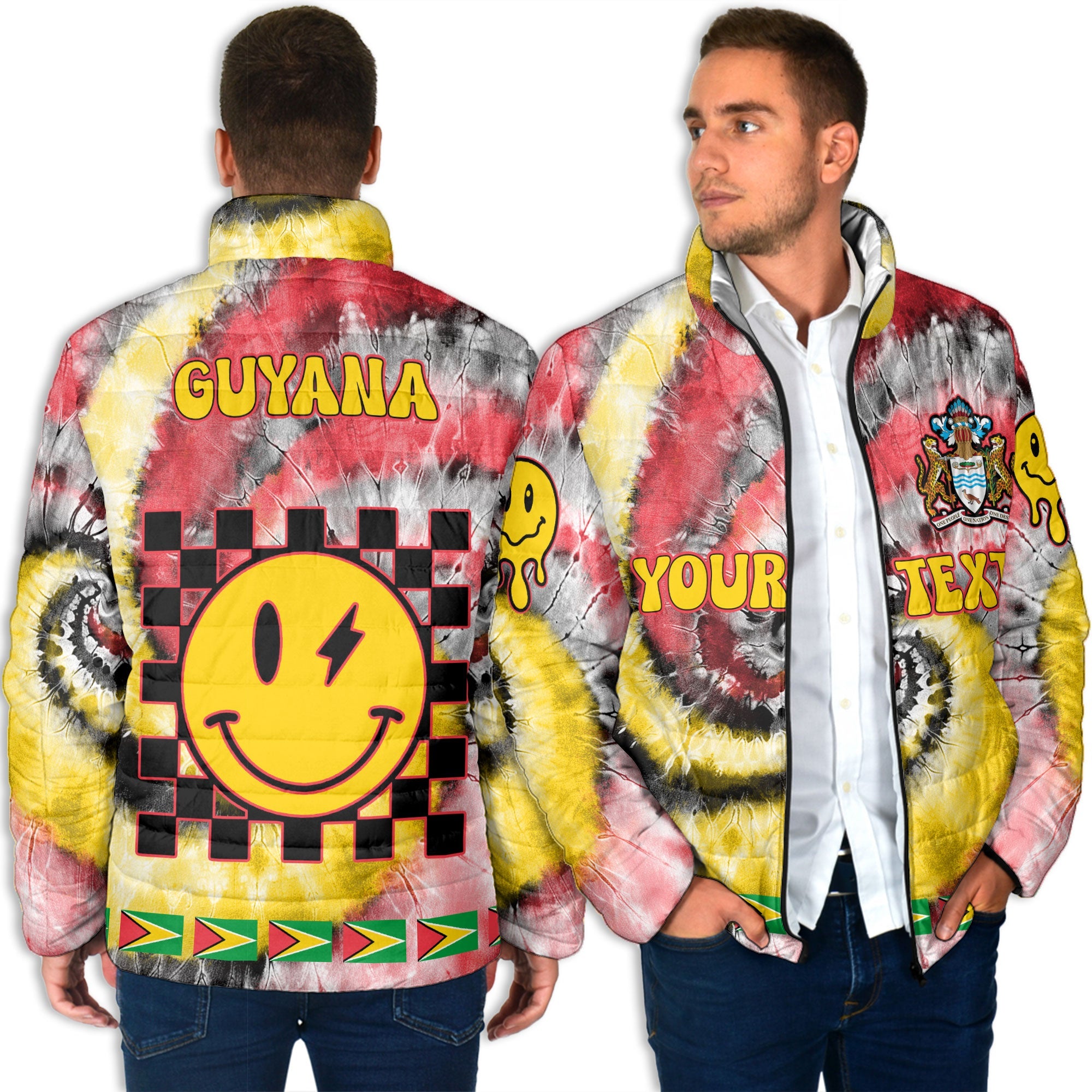 Guyana Men Padded Jacket Custom Tie Dye Style 4