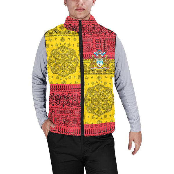 Guyana Men Padded Jacket Vest Flag And Paisley Basic Style 1