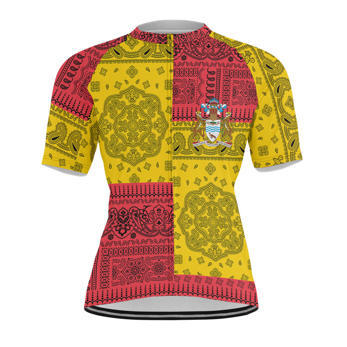 Guyana Men Cycling Jersey Flag And Paisley Basic Style 1