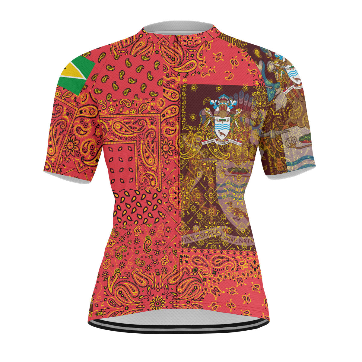 Guyana Men Cycling Jersey Paisley Flag And Skull Style 1