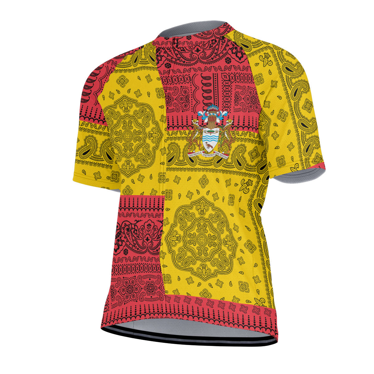 Guyana Men Cycling Jersey Flag And Paisley Basic Style 2