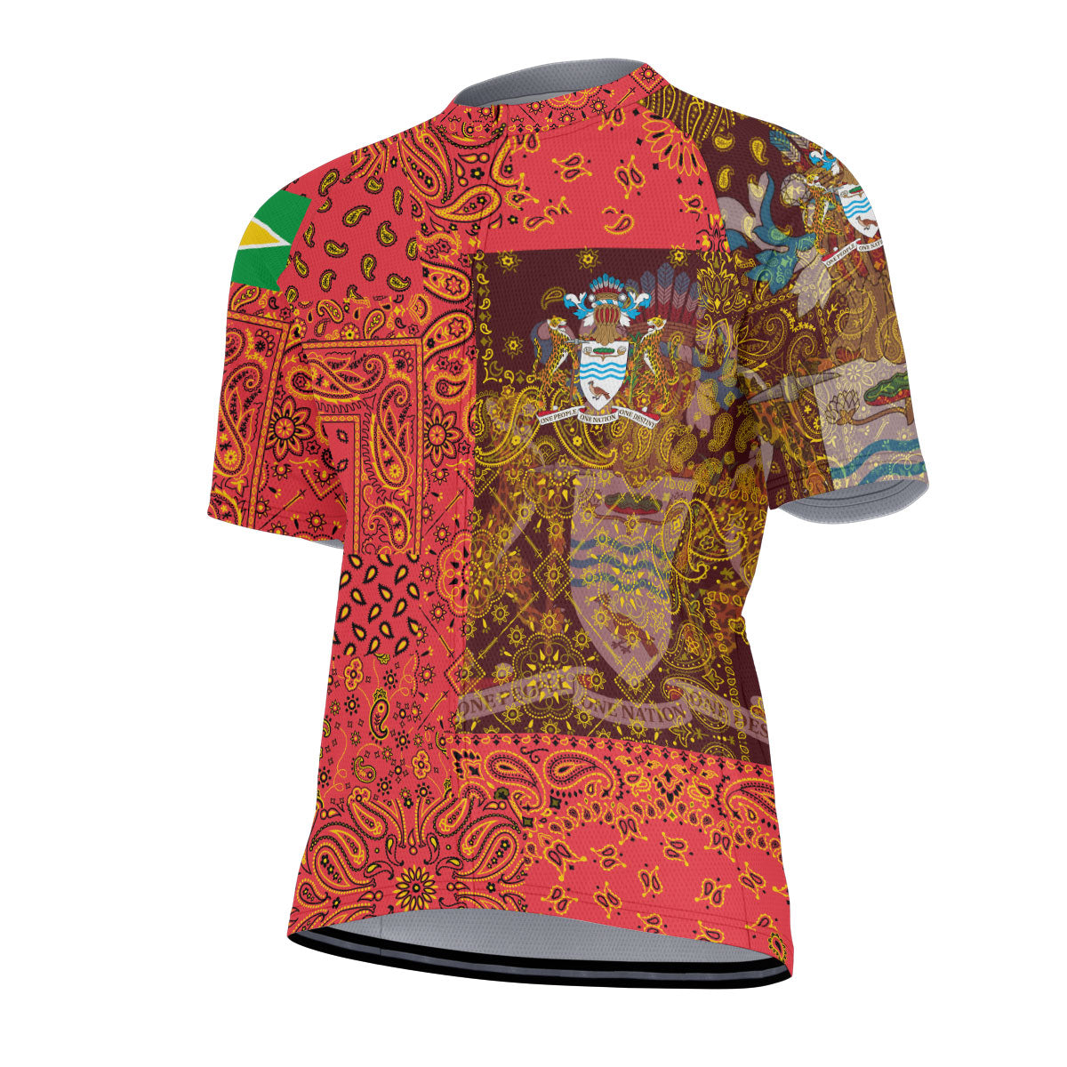 Guyana Men Cycling Jersey Paisley Flag And Skull Style 2