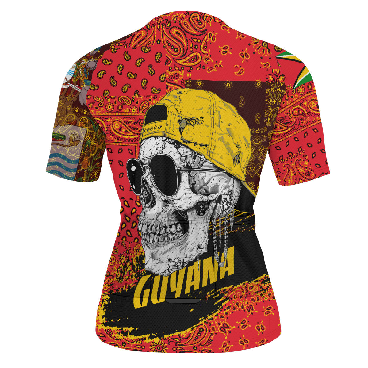 Guyana Men Cycling Jersey Paisley Flag And Skull Style 3